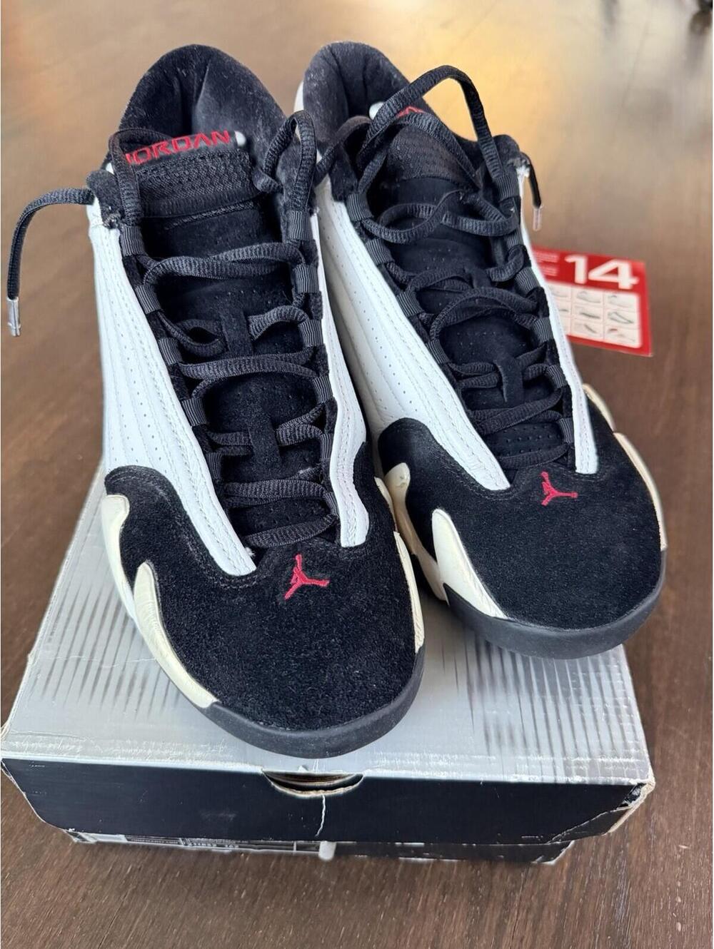 Nike Air Jordan Retro 14 OG "Black Toe 2006" Black/White/Red Shoes Size 9.5